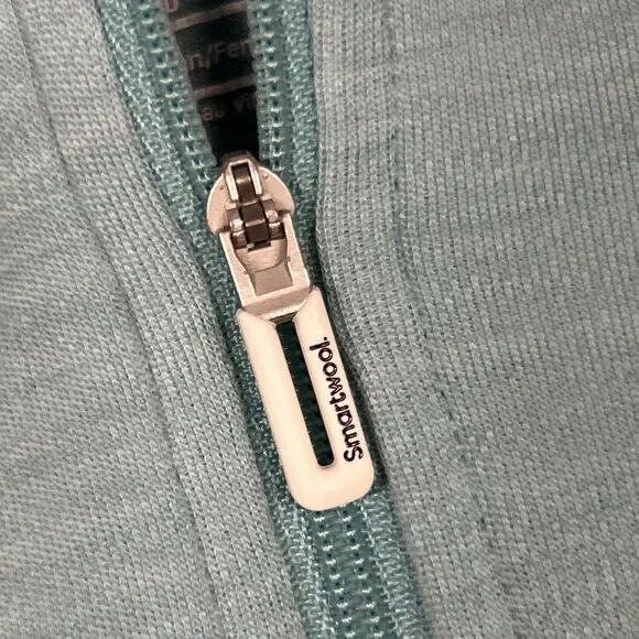 Smartwool 250 Merino Wool Shirt Womens Medium Base Layer 1/4 Zip Turquoise *hole - Picture 7 of 8